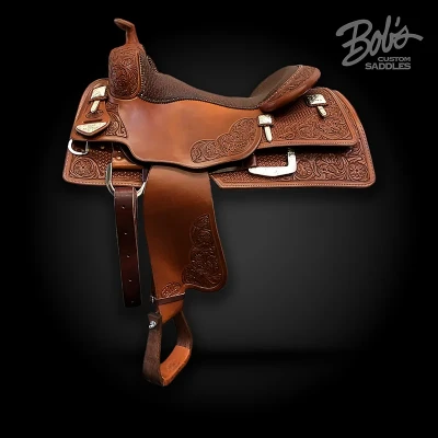 Gabe Hutchins 722 western performance saddle handcrafted for balance and comfort.